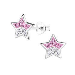 Wholesale Sterling Silver Star Crystal Ear Studs - JD13043