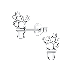 Wholesale Sterling Silver Cactus Ear Studs - JD11919