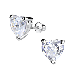 Wholesale Sterling Silver Heart Screw Back Bullet Earrings - JD13054