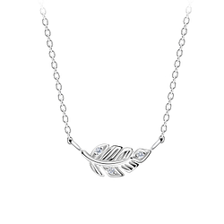 Wholesale Sterling Silver Leaf Necklace - JD12045