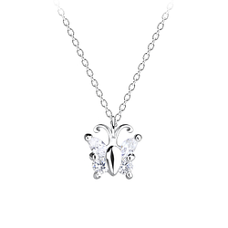 Wholesale Sterling Silver Butterfly Necklace - JD13060