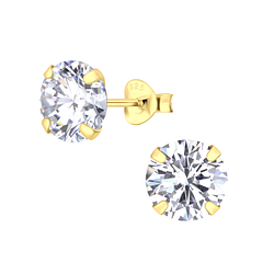 Wholesale 8mm Round Cubic Zirconia Sterling Silver Ear Studs - JD13745 Wholesale 8mm Round Cubic Zirconia Sterling Silver Ear Studs - JD13745