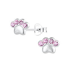 Wholesale Sterling Silver Paw Print Ear Studs - JD13957