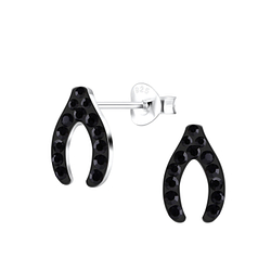 Wholesale Sterling Silver Wishbone Crystal Ear Studs - JD10801