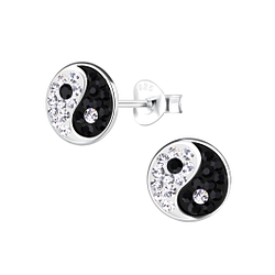 Wholesale Sterling Silver Yin Yang Ear Studs - JD13375