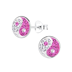 Wholesale Sterling Silver Yin Yang Ear Studs - JD13934