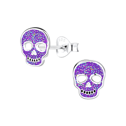 Wholesale Sterling Silver Skull Ear Studs - JD13585