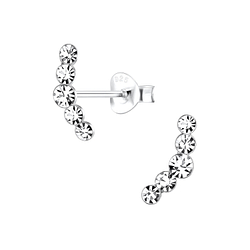 Wholesale Sterling Silver Curved Crystal Ear Studs - JD13692