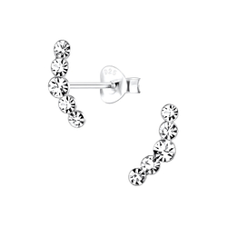 Wholesale Sterling Silver Curved Crystal Ear Studs - JD13692 Wholesale Sterling Silver Curved Crystal Ear Studs - JD13692