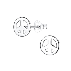 Wholesale Sterling Silver Peace Symbol Ear Studs - JD14123