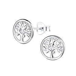 Wholesale Sterling Silver Tree of Life Ear Studs - JD14128