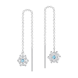 Wholesale Sterling Silver Thread Through Snowflake Earrings - JD11128