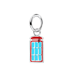 Wholesale Sterling Silver Red Telephone Box Pendant - JD13953