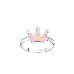 Wholesale Sterling Silver Crown Adjustable Ring - JD15069