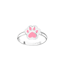 Wholesale Sterling Silver Paw Print Adjustable Ring - JD15018