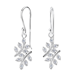 Wholesale Sterling Silver Olive Leaf Earrings - JD15520