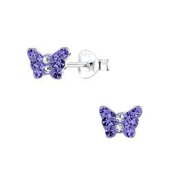 Wholesale Sterling Silver Butterfly Crystal Ear Studs - JD15280