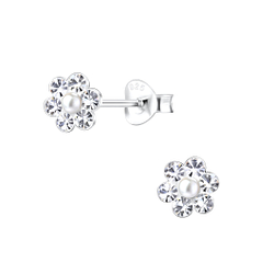 Wholesale Sterling Silver Flower Ear Studs - JD15285