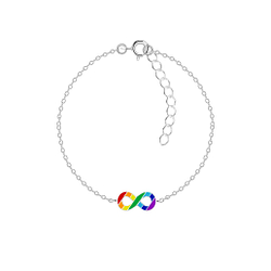 Wholesale Sterling Silver Rainbow Infinity Bracelet - JD15637