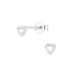 Wholesale Sterling Silver Heart Ear Studs - JD15676