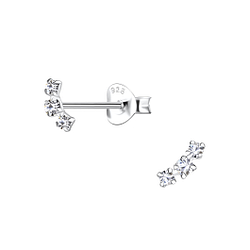 Wholesale Sterling Silver Three Stones Ear Studs - JD15809