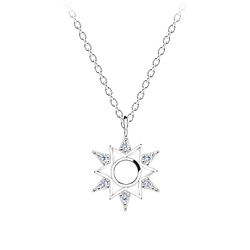 Wholesale Sterling Silver Sun Necklace - JD15780 Wholesale Sterling Silver Sun Necklace - JD15780