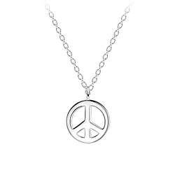 Wholesale Sterling Silver Peace Symbol Necklace - JD15765
