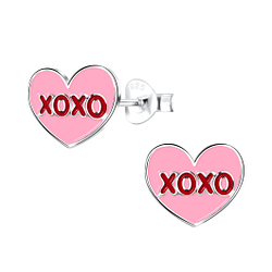 Wholesale Sterling Silver XOXO Heart Ear Studs - JD16038