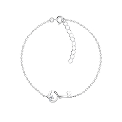 Wholesale Sterling Silver Heart Key Bracelet - JD16406