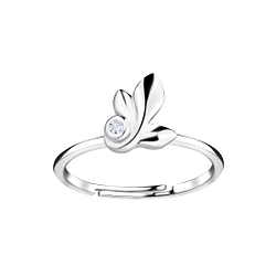 Wholesale Sterling Silver Leaf Adjustable Ring - JD16418