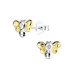 Wholesale Sterling Silver Bee Ear Studs - JD16444