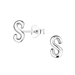 Wholesale Sterling Silver Letter S Ear Studs - JD16438