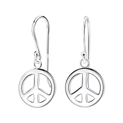 Wholesale Sterling Silver Peace Sign Earrings - JD16348