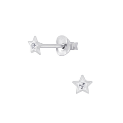 Wholesale Sterling Silver Star Crystal Ear Studs - JD5199