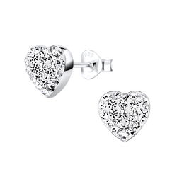 Wholesale Sterling Silver Heart Crystal Ear Studs - JD8732