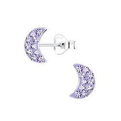 Wholesale Sterling Silver Half Moon Crystal Ear Studs - JD2871