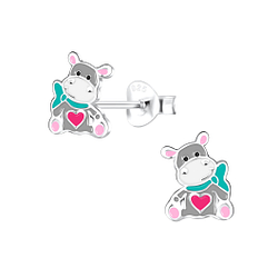 Wholesale Sterling Silver Hippopotamus Ear Studs - JD16255