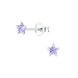 Wholesale 4mm Star Cubic Zirconia Silver Stud Earrings
