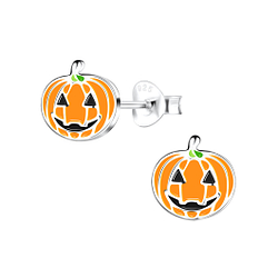 Wholesale Sterling Silver Pumpkin Ear Studs - JD16251