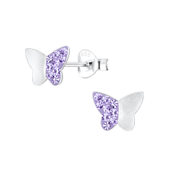 Wholesale Sterling Silver Butterfly Crystal Ear Studs - JD15701