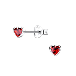 Wholesale Sterling Silver Heart Cubic Zirconia Ear Studs - JD12040