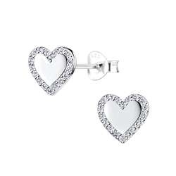 Wholesale Sterling Silver Heart Ear Studs - JD16332