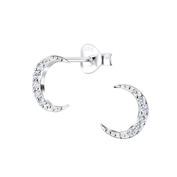 Wholesale Sterling Silver Crescent Moon Ear Studs - JD16363