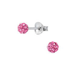 Wholesale Sterling Silver 4mm Crystal Ball Ear Studs - JD2223