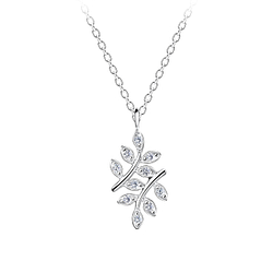 Wholesale Sterling Silver Olive Leaf Necklace - JD15796