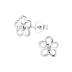 Wholesale Sterling Silver Flower Ear Studs - JD16410