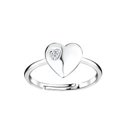 Wholesale Sterling Silver Heart Adjustable Ring - JD16435