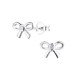 Wholesale Sterling Silver Bow Ear Studs - JD16414