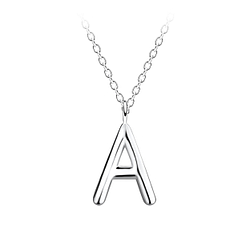 Wholesale Sterling Silver Letter A Necklace - JD16495