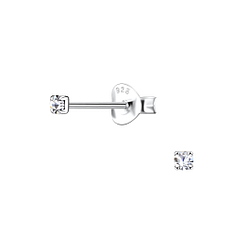 Wholesale 2mm Round Crystal Sterling Silver Ear Studs - JD16458